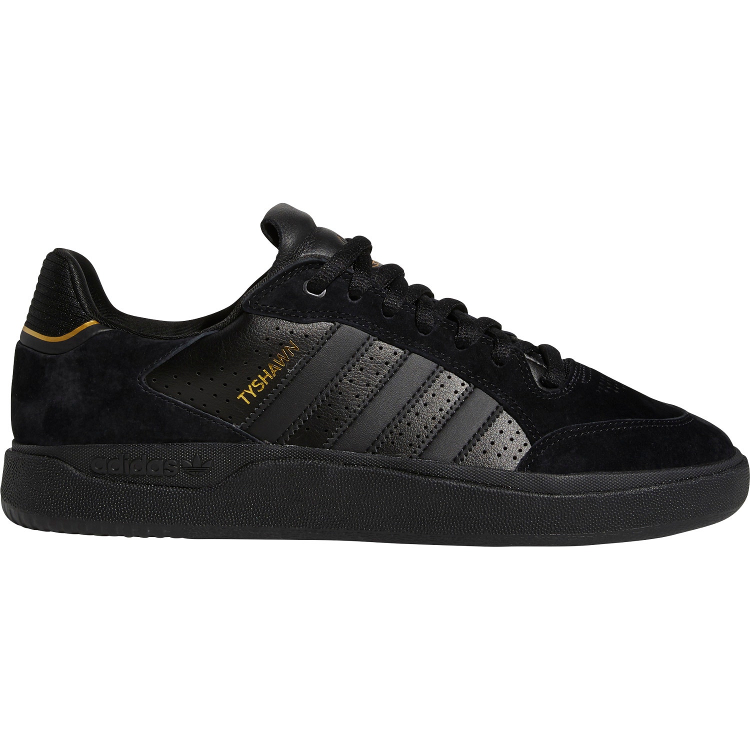 Adidas Skateboarding Tyshawn Low Skate Shoes Black Black Gold SkateHut