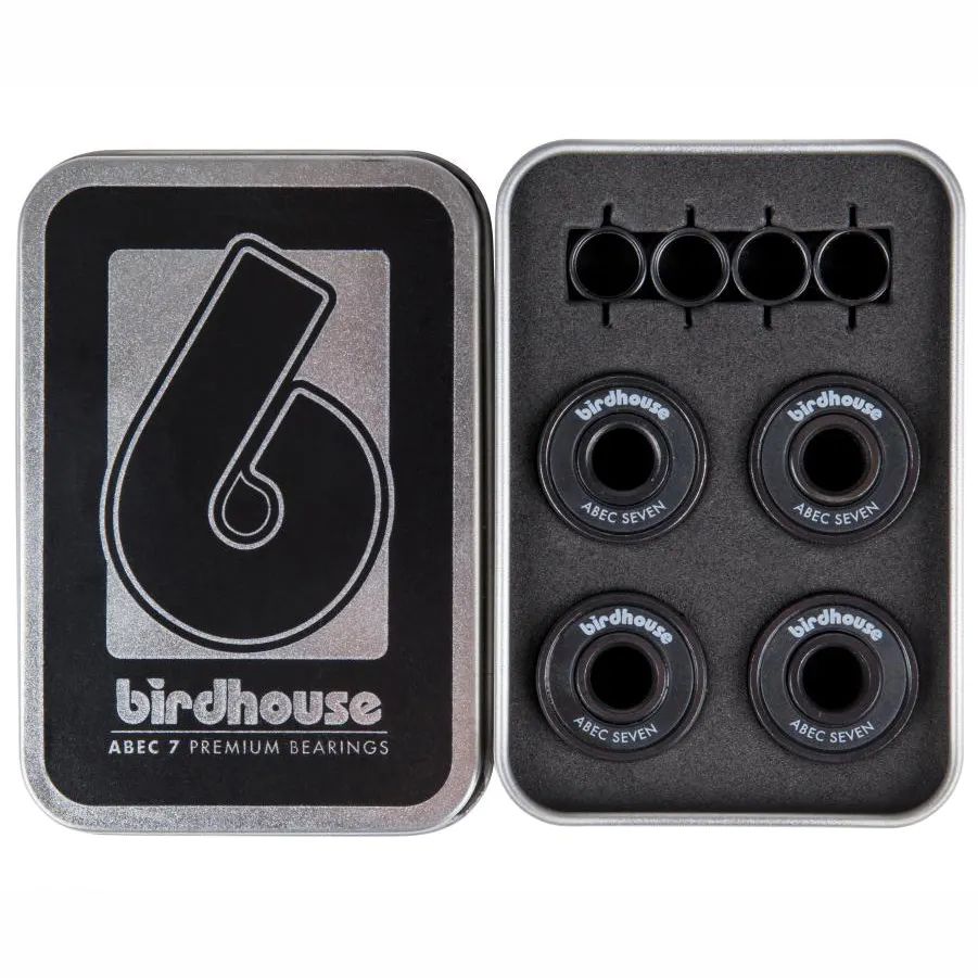 Birdhouse ABEC 7 Skateboard Bearings - Black (Pack of 8)