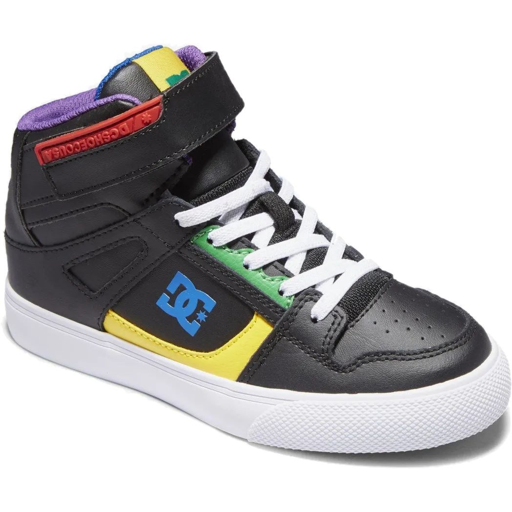DC Pure High Top EV Youth Skate Shoes Black Multi SkateHut