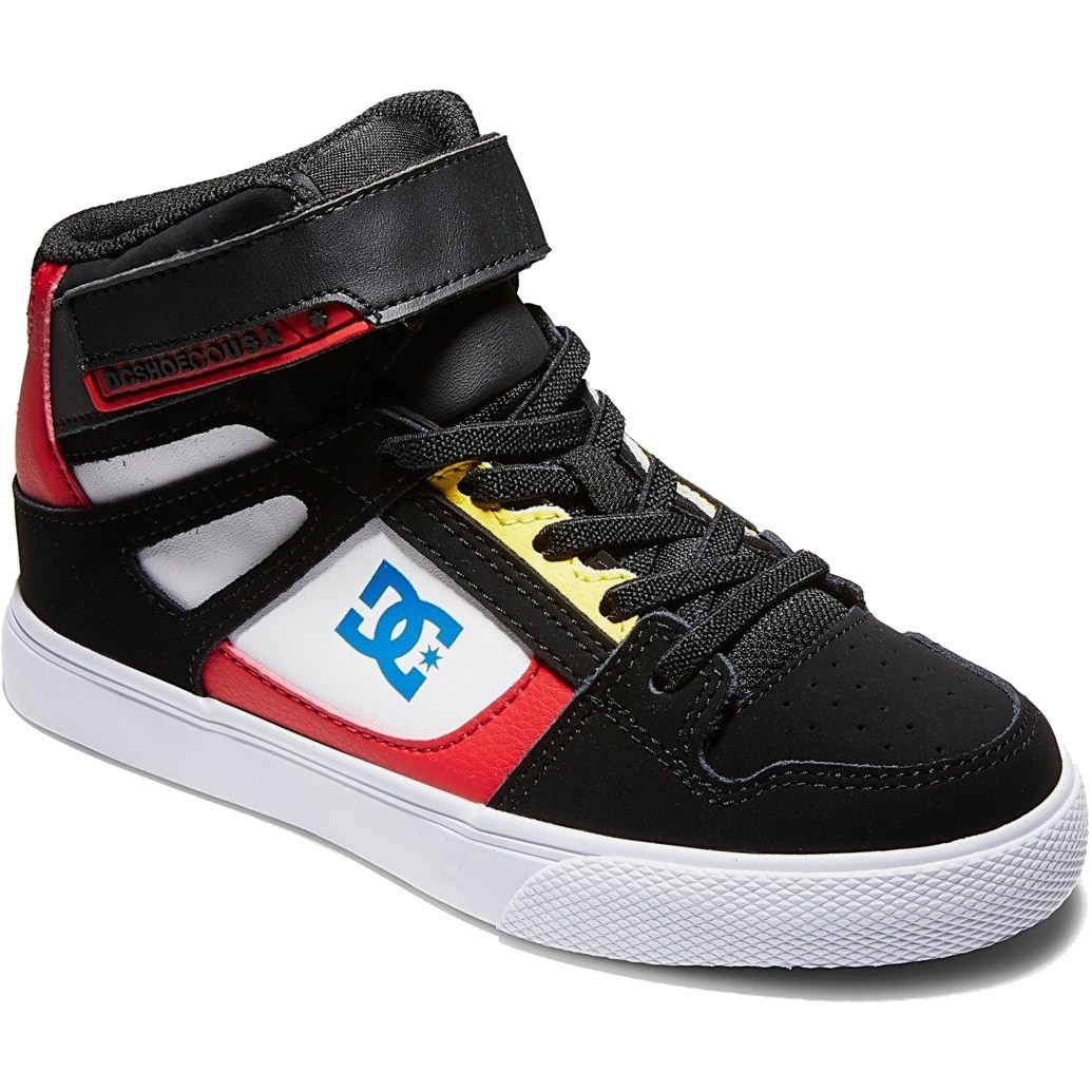 DC Pure High Top EV Kids Skate Shoes Black White Red SkateHut