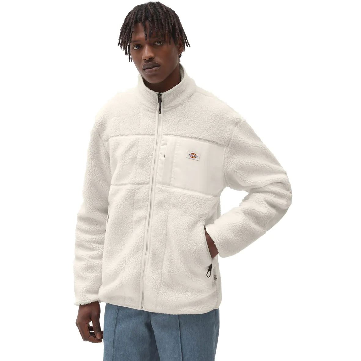 Dickies Red Chute Sherpa Fleece Jacket Ecru SkateHut