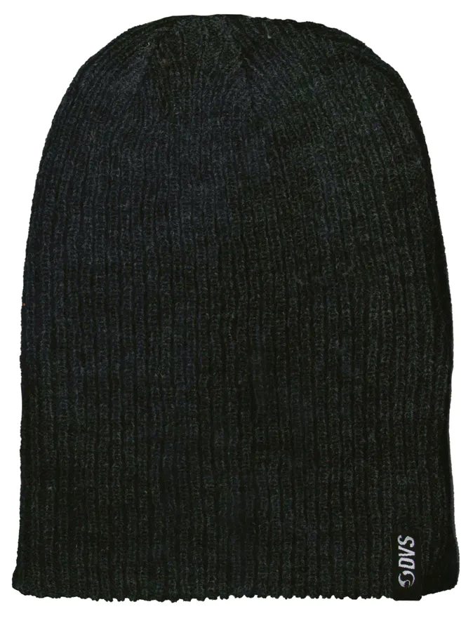DVS Waffle Slouch Knit Reversible Beanie Black Grey SkateHut