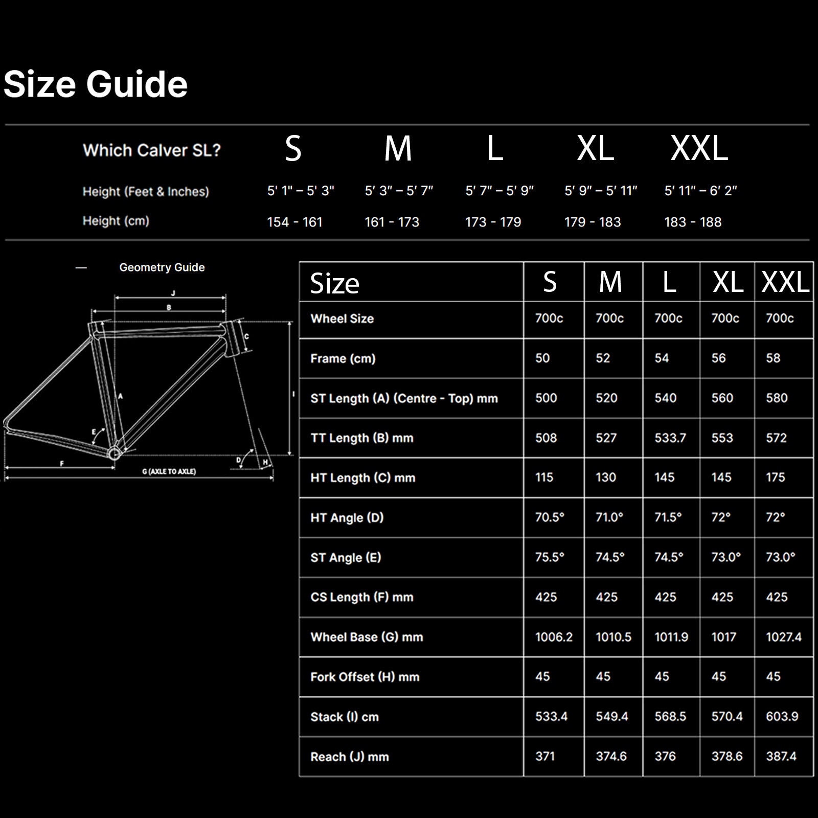Cyclocross frame size chart hotsell
