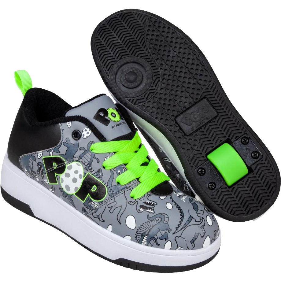 Heelys POP Strive Charcoal Black Bright Green Dino SkateHut
