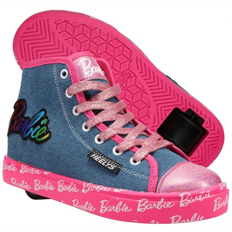Heelys x Barbie Hustle Denim Pink Rainbow SkateHut