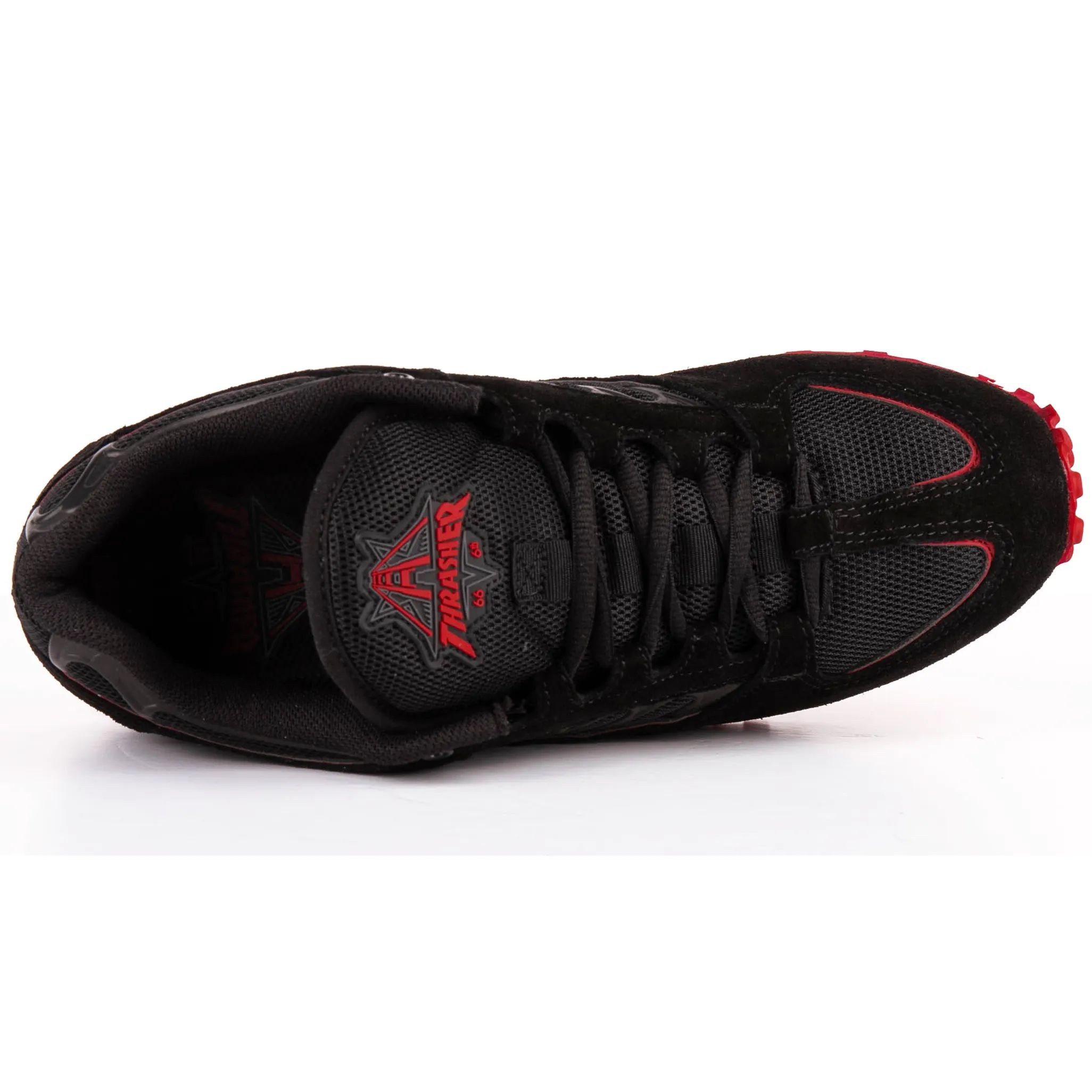 Lakai Carroll x Thrasher x Vibram Skate Shoes Black Red Suede SkateHut