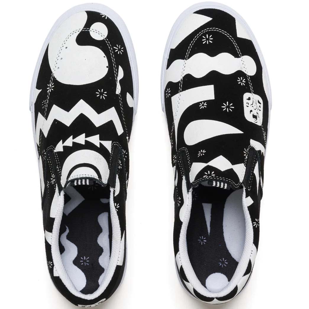 Lakai Esow Owen VLK Skate Shoes Black White Suede SkateHut