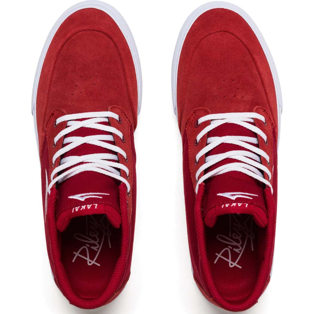 Lakai Riley 3 High Skate Shoes Red Suede SkateHut