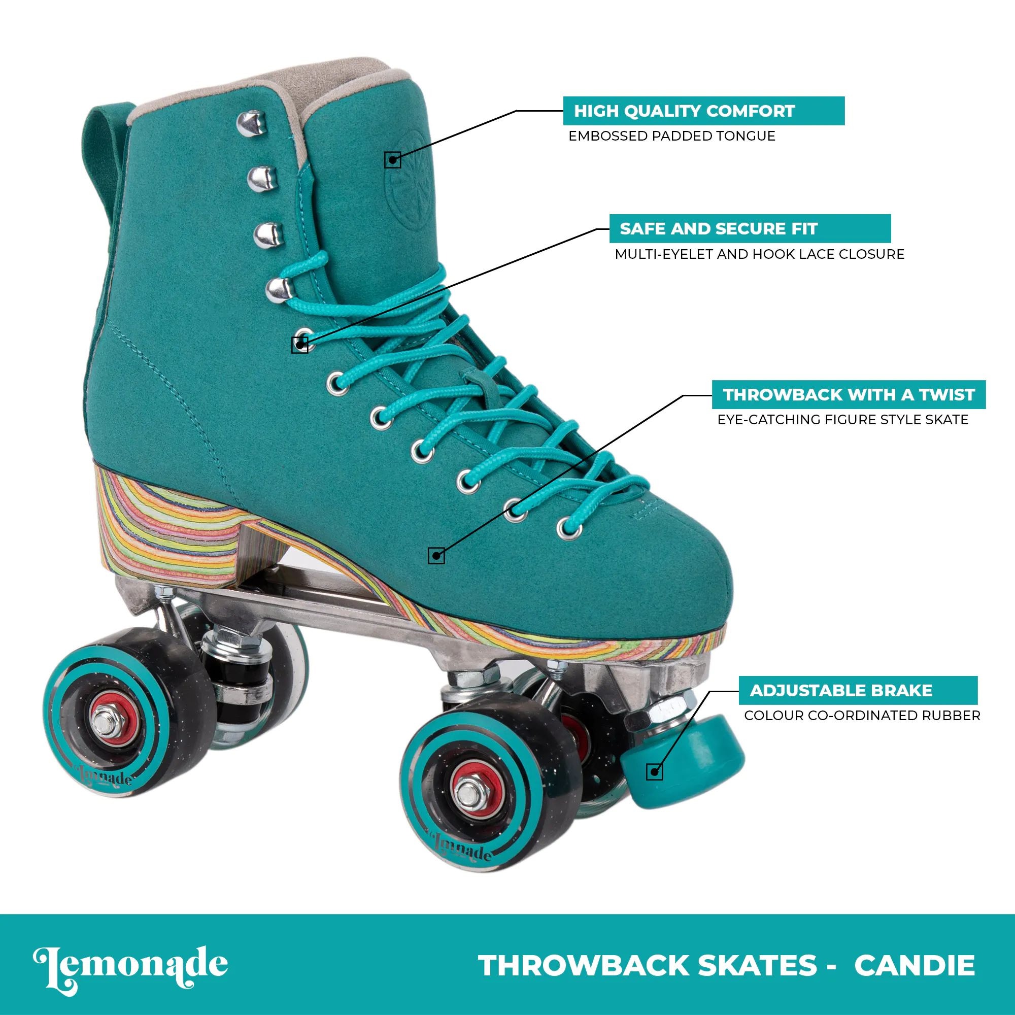 LMNADE Throwback Quad Roller Skates Candie Turquoise SkateHut