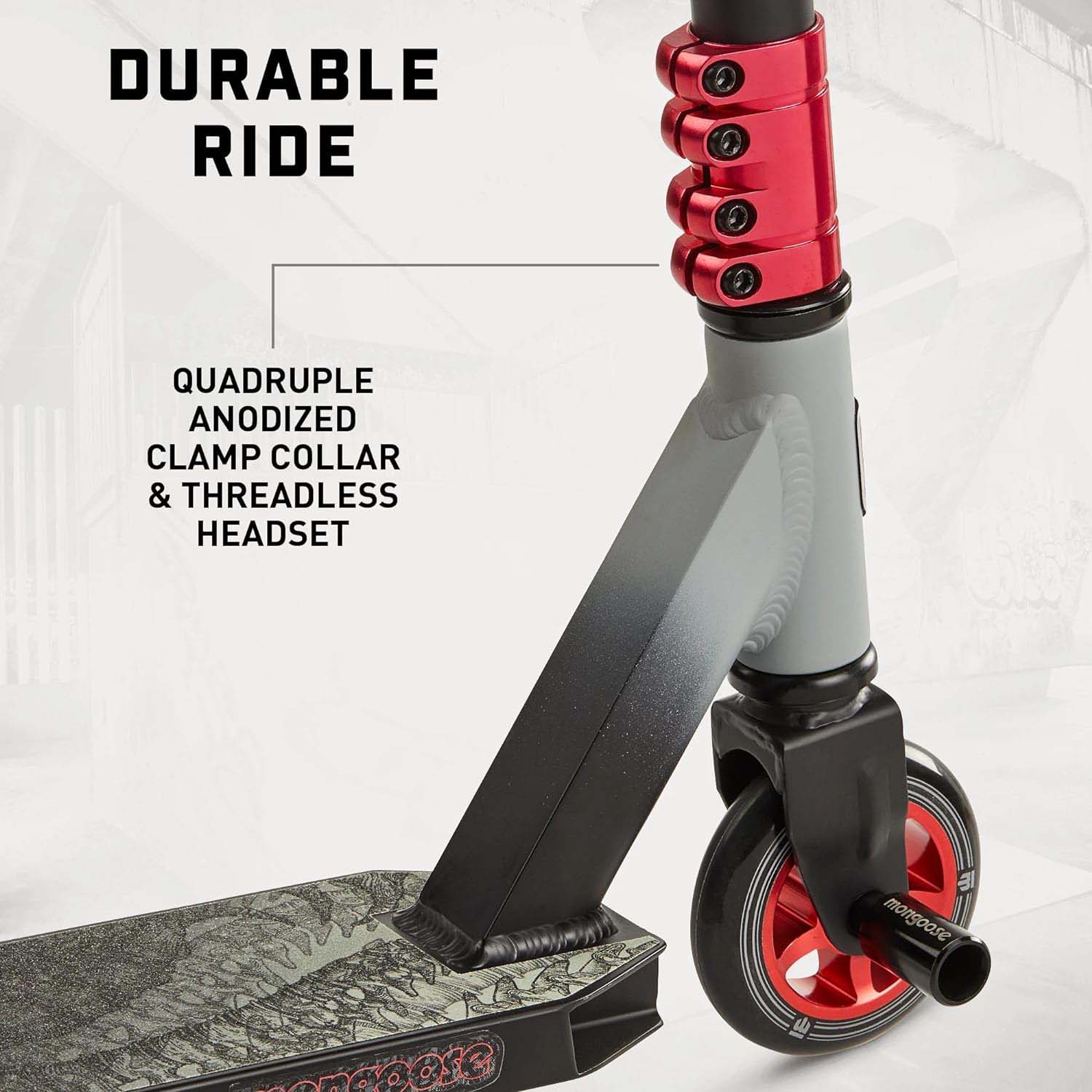 Mongoose Rise 100 Pro Stunt Scooter Black/Red SkateHut