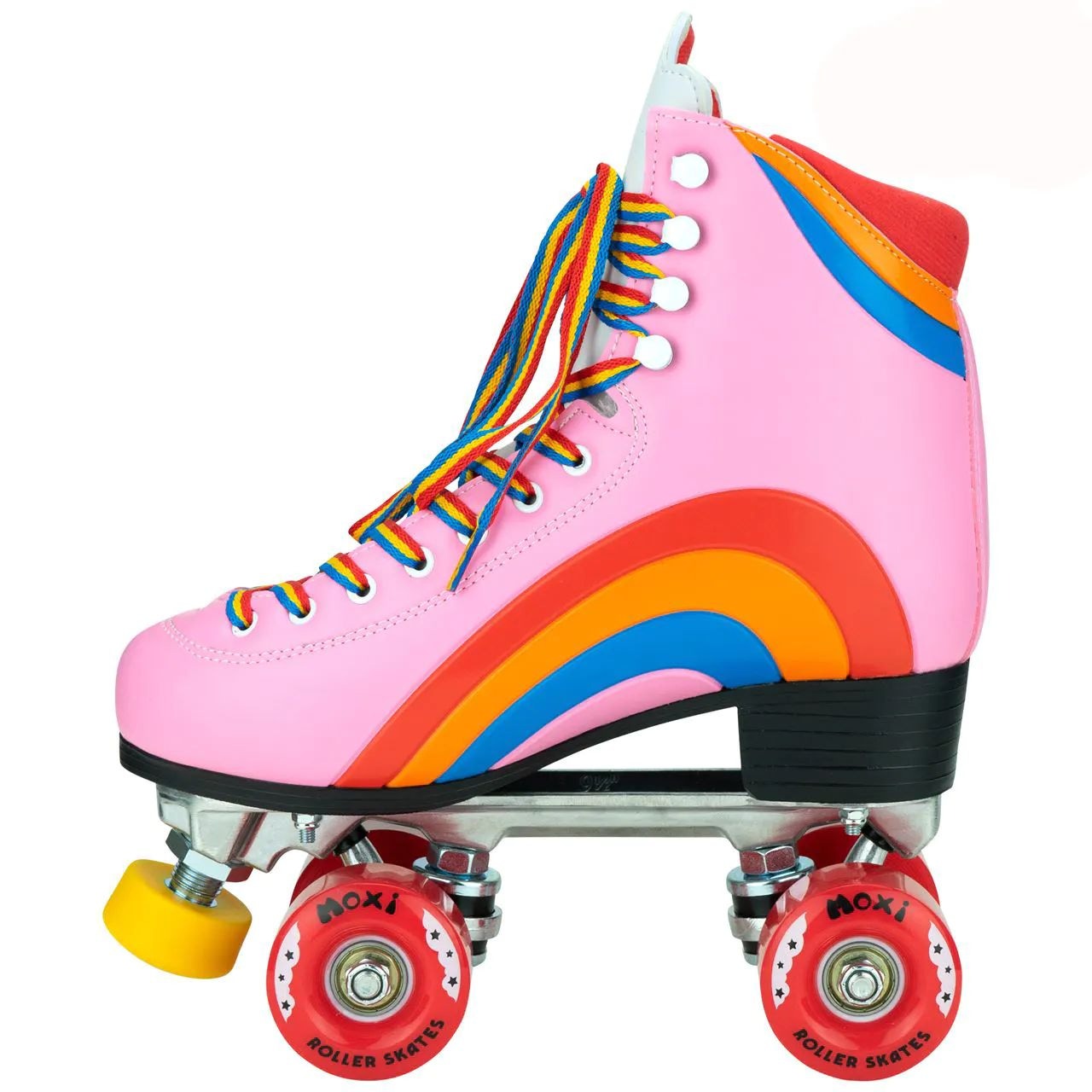 Moxi Rainbow Quad Roller Skates Bubble Gum Pink SkateHut