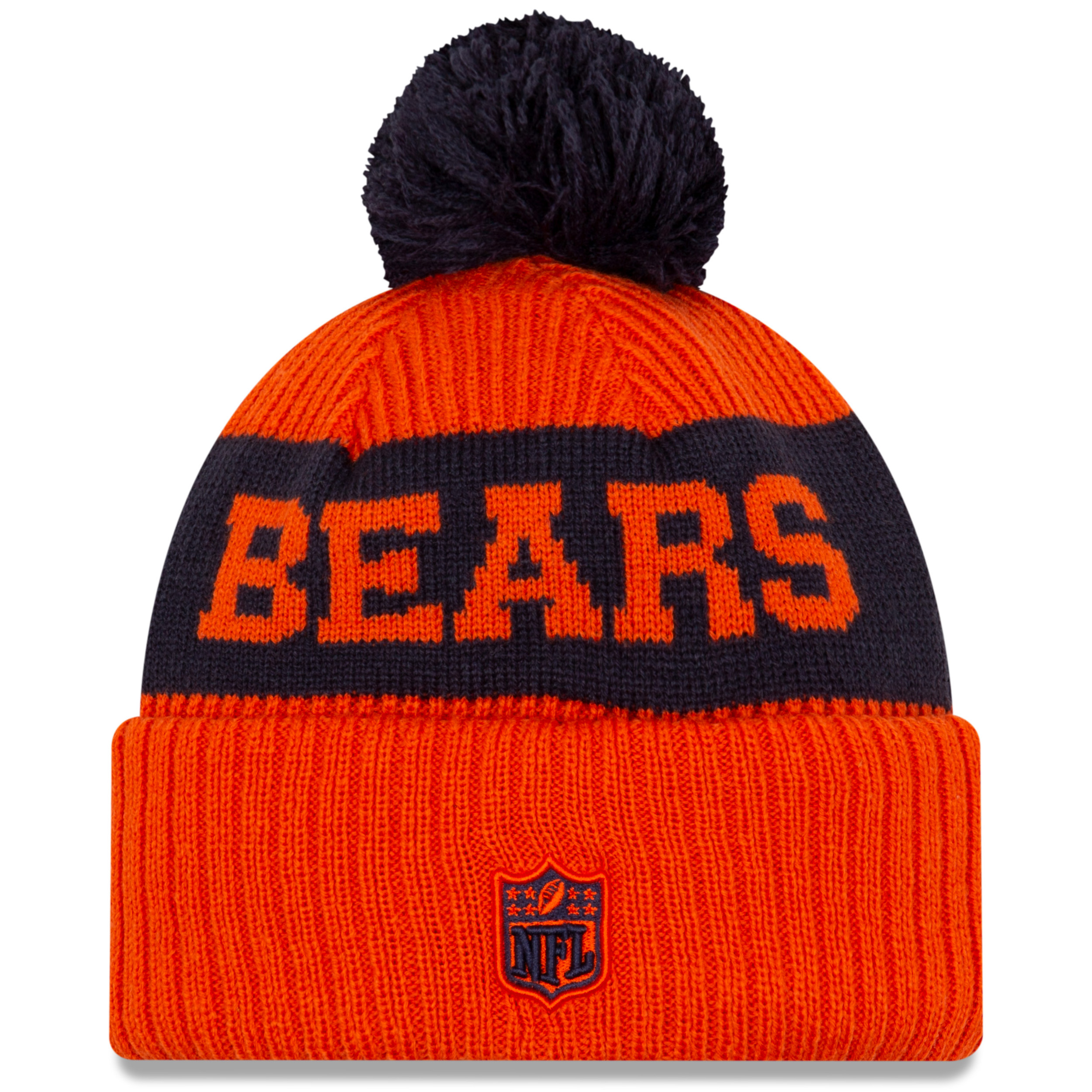 Sport Knit Chicago Bears Winter Hats CHICAGO BEARS 2022 SIDELINE SPORT  CUFFED POM KNIT -BLACK/WHITE