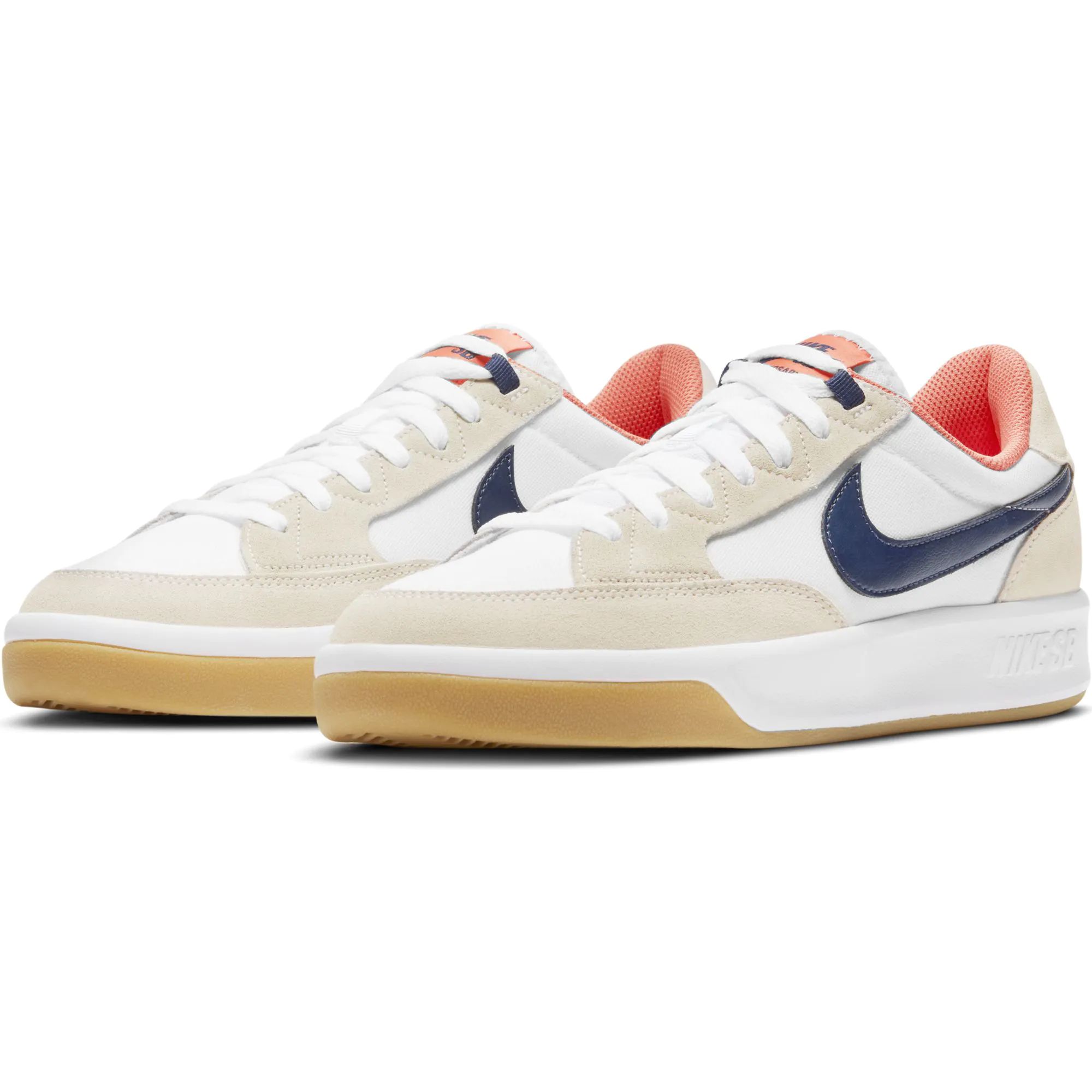 nike sb adversary premium white midnight navy turf orange