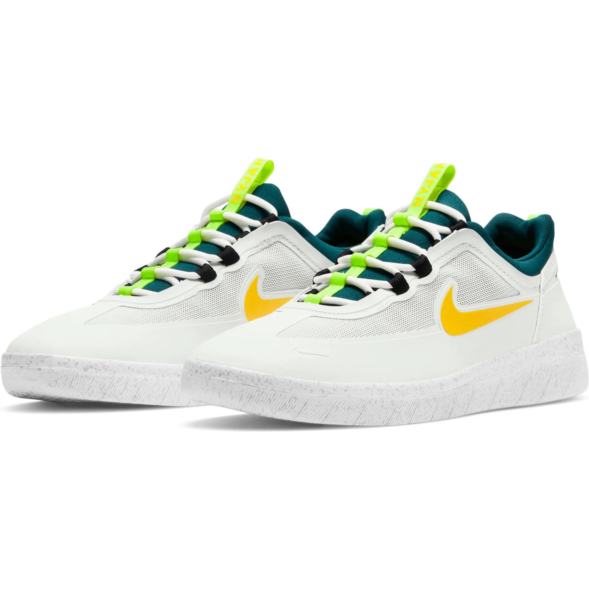 Nike SB Nyjah Free 2.0 Skate Shoes Summit White University Gold Geode Teal SkateHut