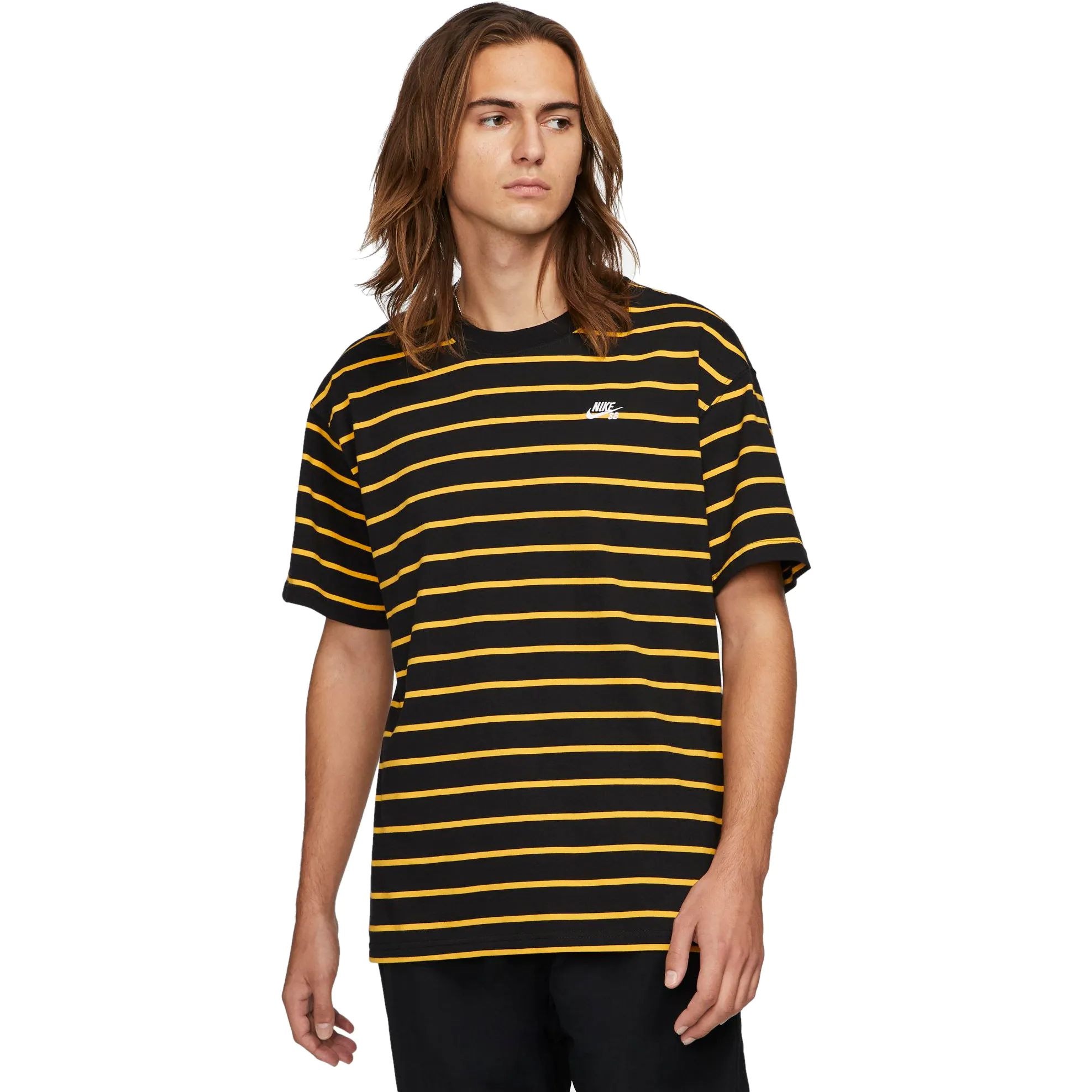 Nike SB Yarn Dye Striped T Shirt Black University Gold SkateHut