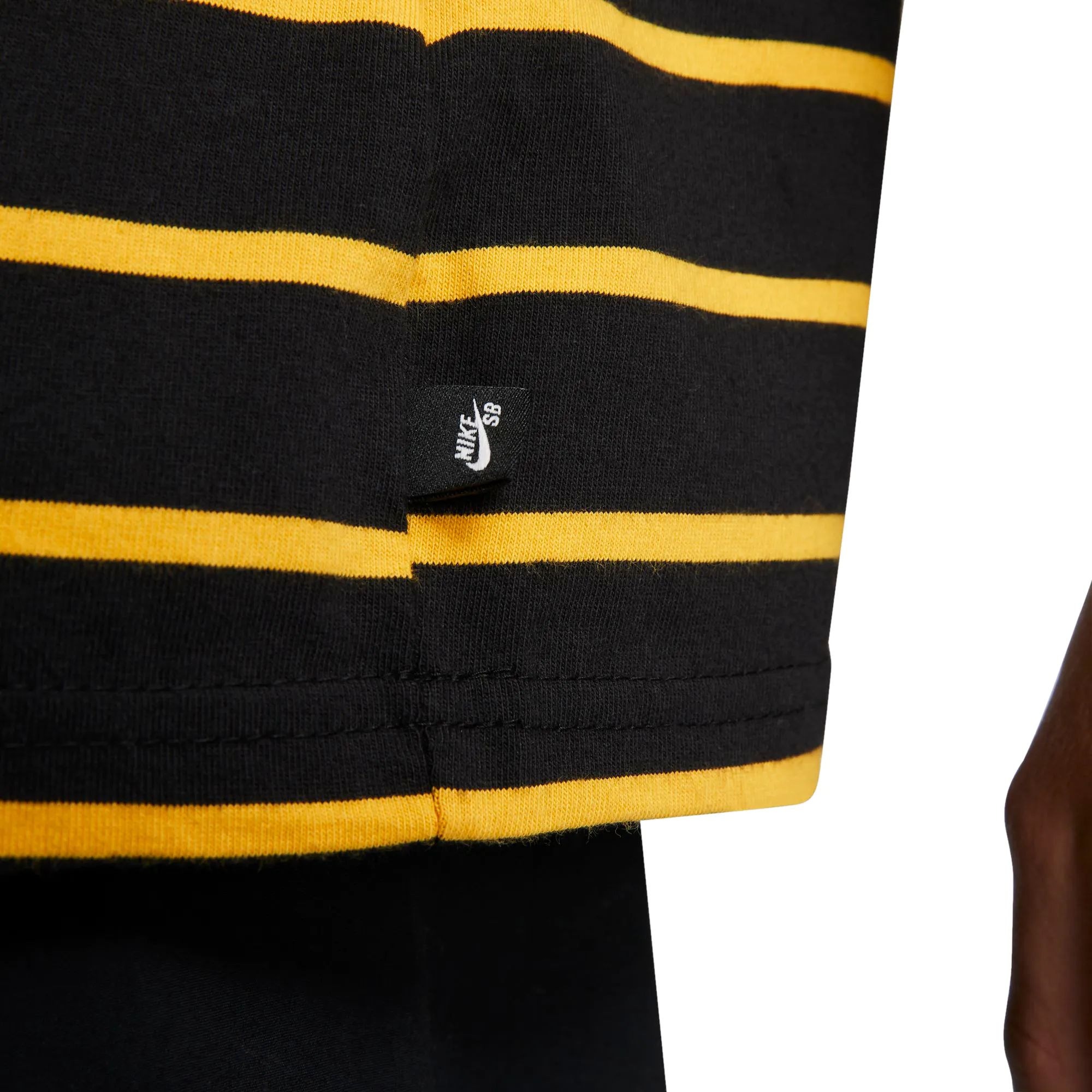 Nike SB Yarn Dye Striped T Shirt Black University Gold SkateHut