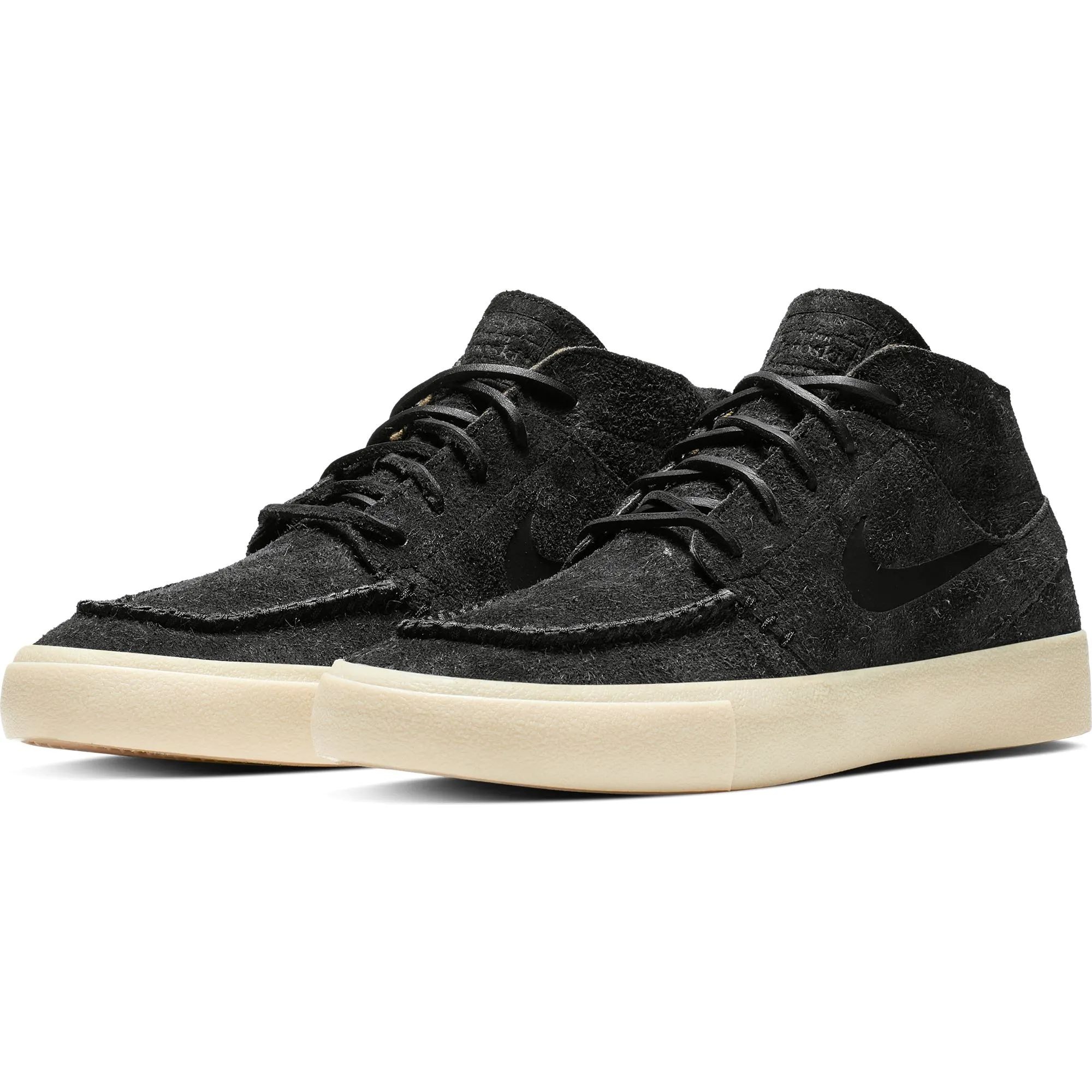 Nike SB Zoom Janoski Mid Crafted Skate Shoes Black Black Golden Beige Team Gold SkateHut
