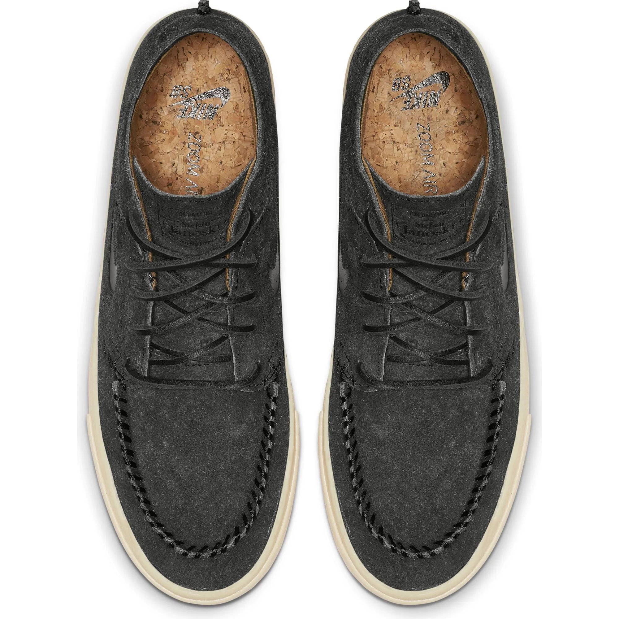 Nike SB Zoom Janoski Mid Crafted Skate Shoes Black Black Golden Beige Team Gold SkateHut