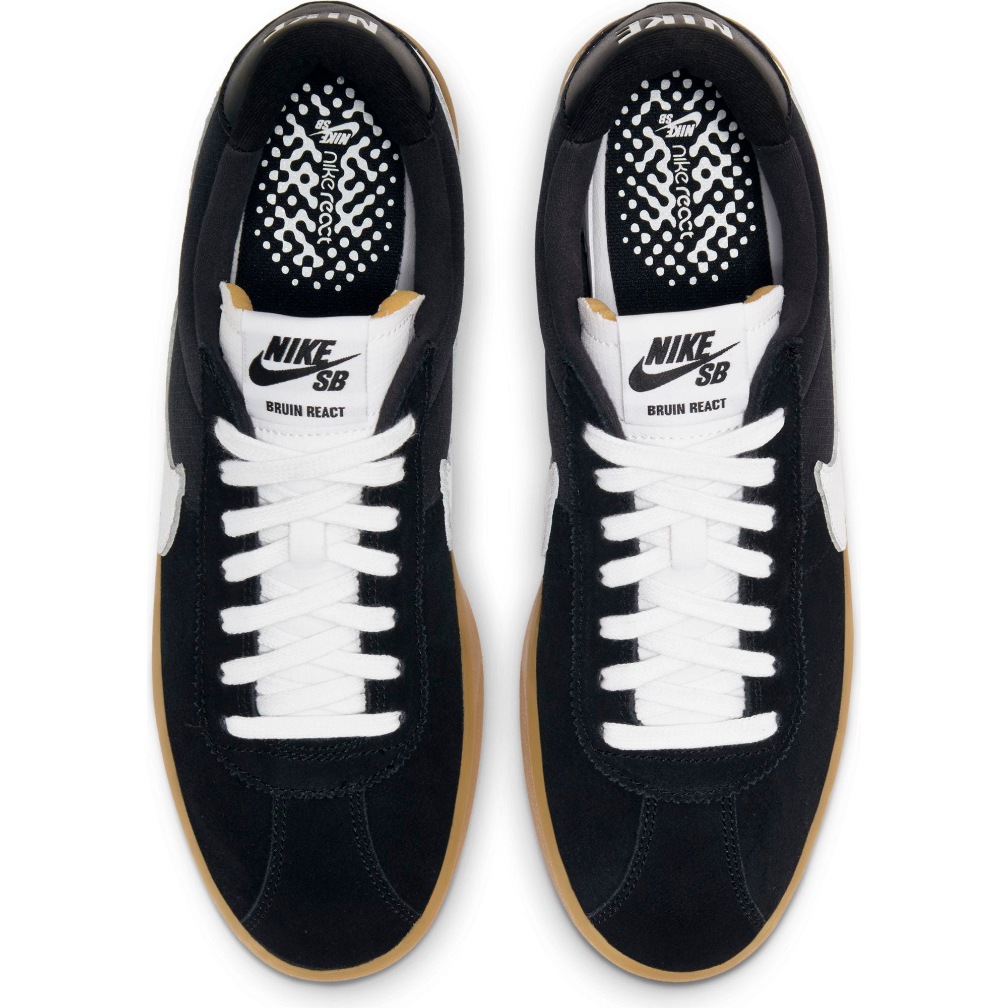 Nike SB Bruin React Skate Shoes Black White Black Gum Light Brown SkateHut