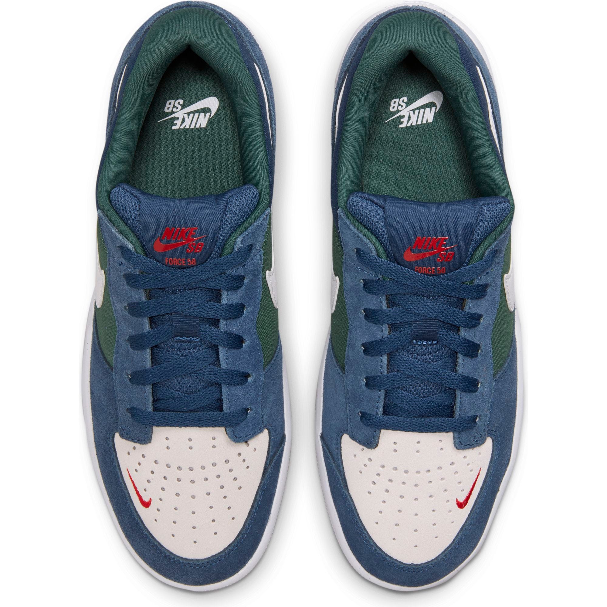 Nike SB Force 58 Skate Shoes - Navy/Summit White- Noble Green-White |  SkateHut