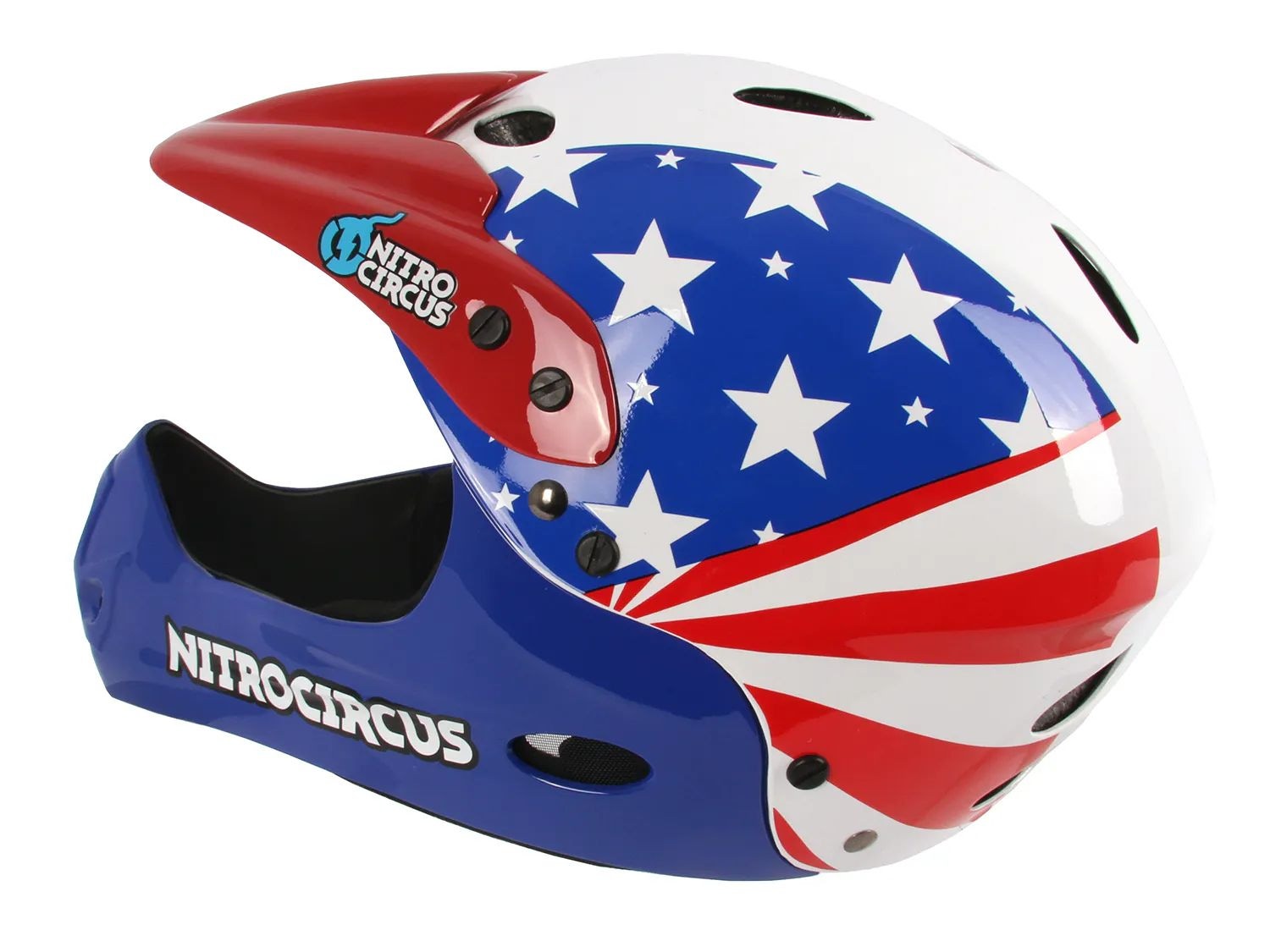 Nitro Circus H12 Stars Stripes Full Face Helmet Red White SkateHut