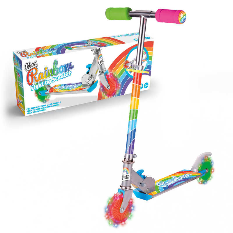 Ozbozz Rainbow Light Up Foldable Kids Kick Scooter Multi - Main Image