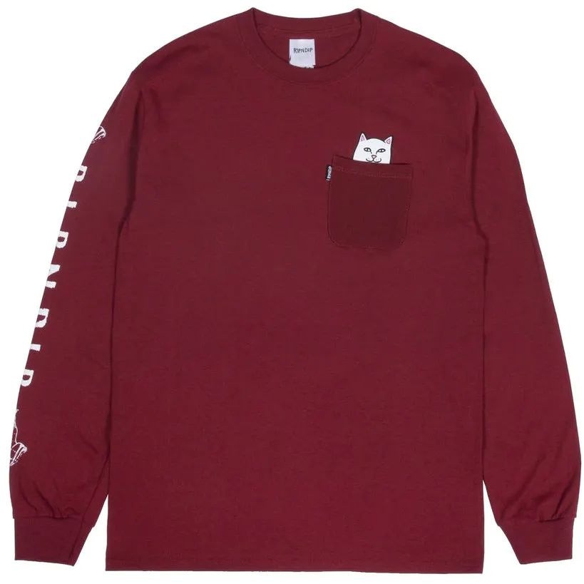 RIPNDIP Lord Nermal Long Sleeve T Shirt Burgundy SkateHut