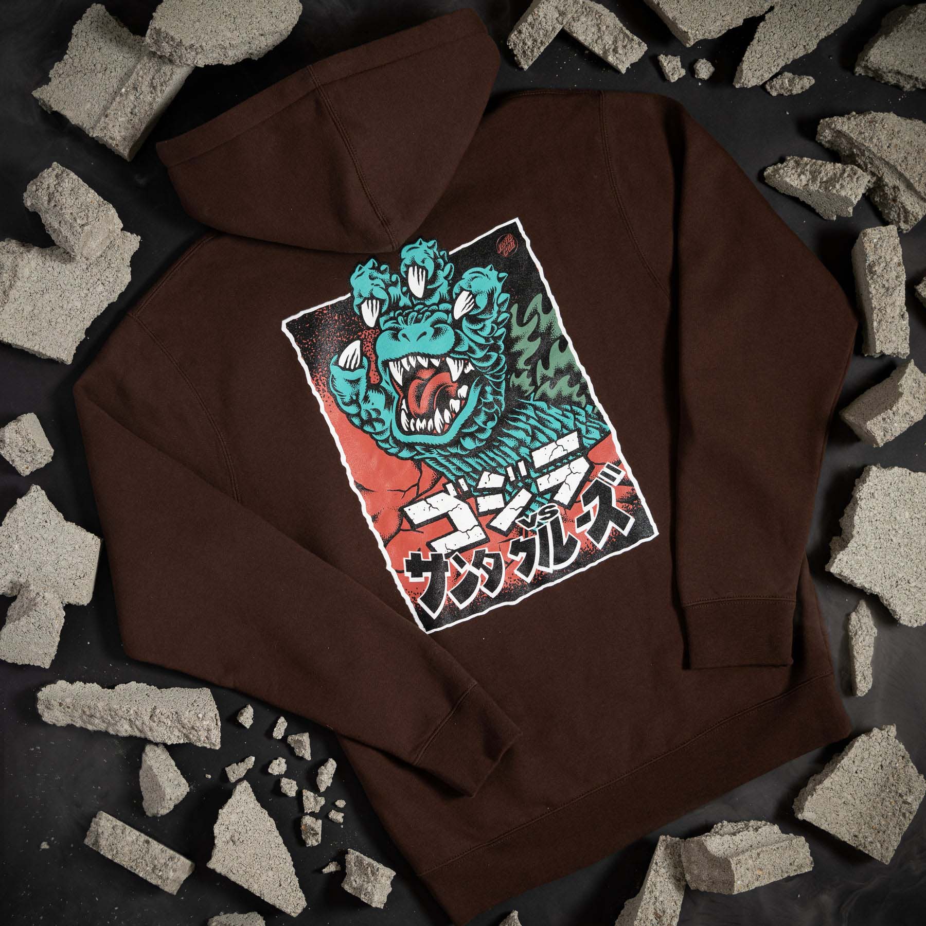 Santa Cruz x Godzilla Hand Hoodie Brown SkateHut