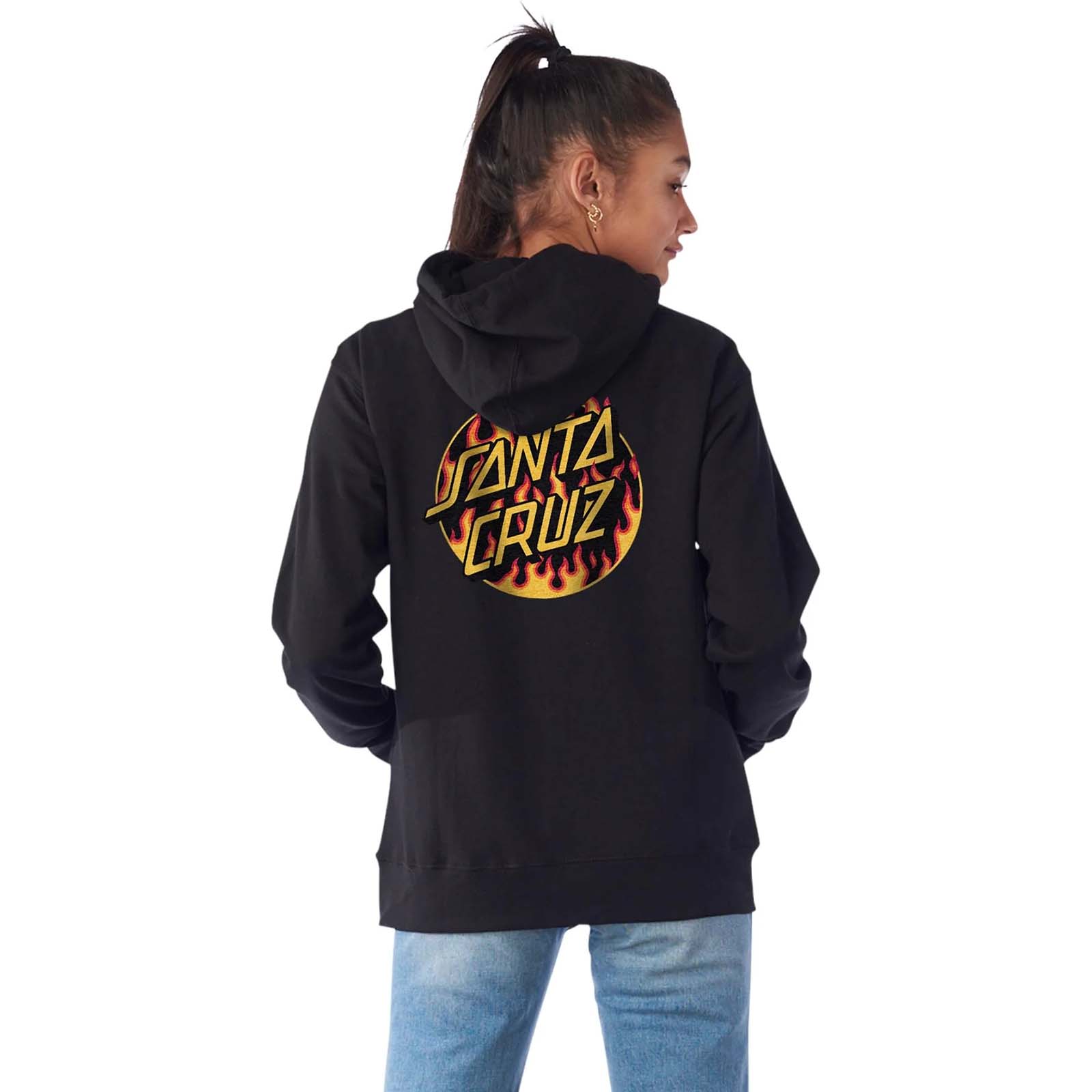 Santa Cruz x Thrasher Flaming Dot Hoodie Black SkateHut
