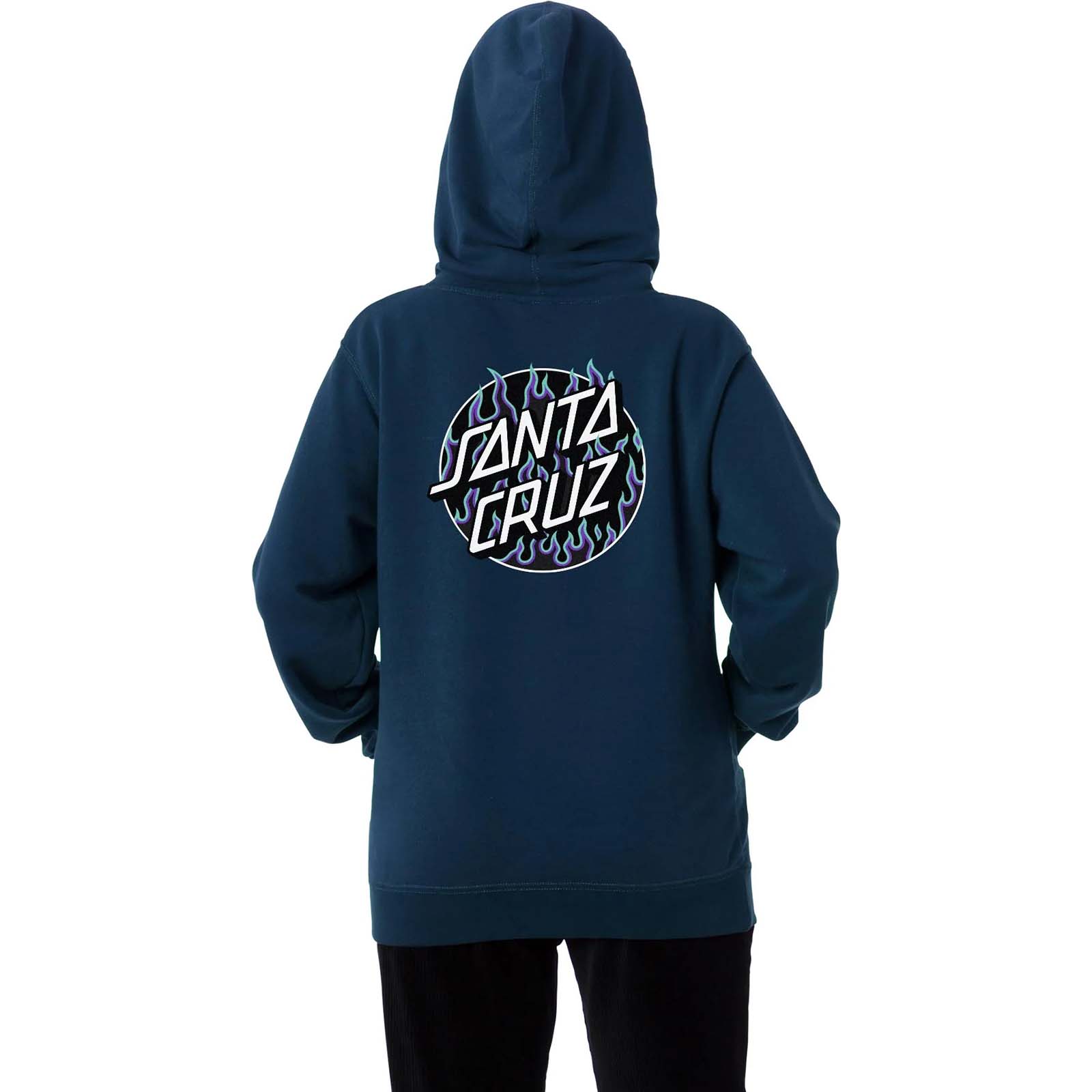 Santa Cruz x Thrasher Flaming Dot Hoodie Navy SkateHut