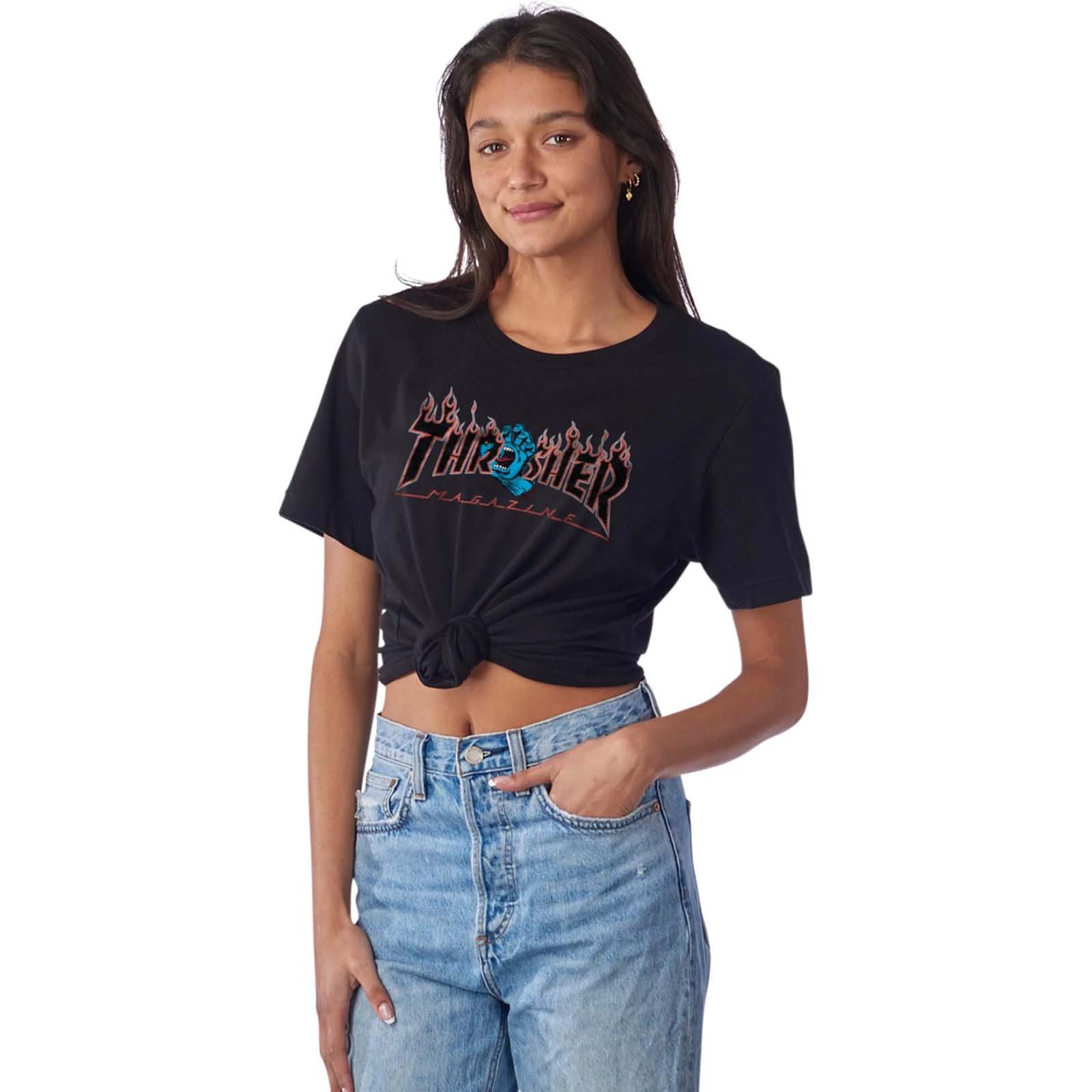 Santa Cruz x Thrasher Screaming Flame Logo T Shirt Pigment Black SkateHut