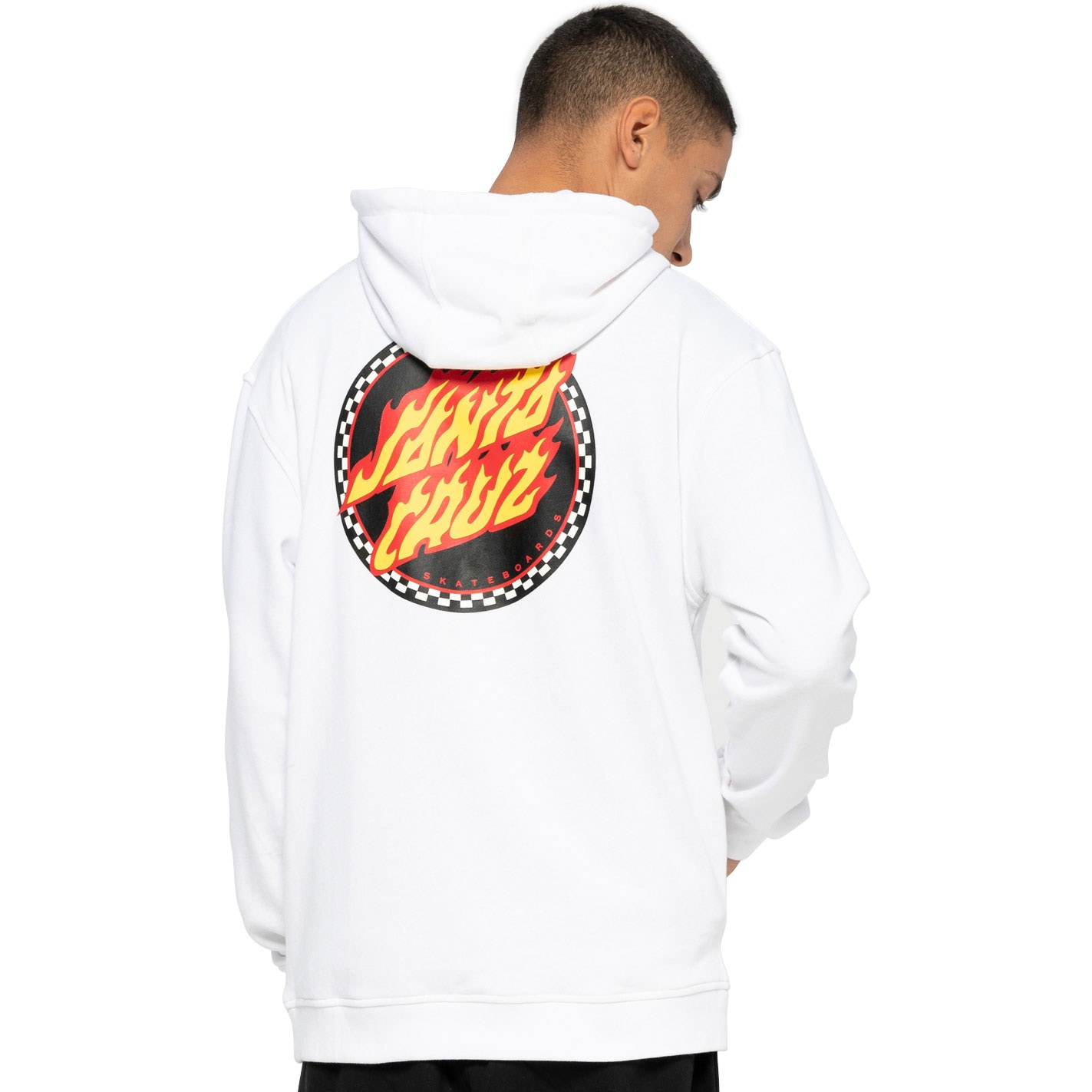 Santa Cruz Check Ringed Flame Dot Hoodie White SkateHut