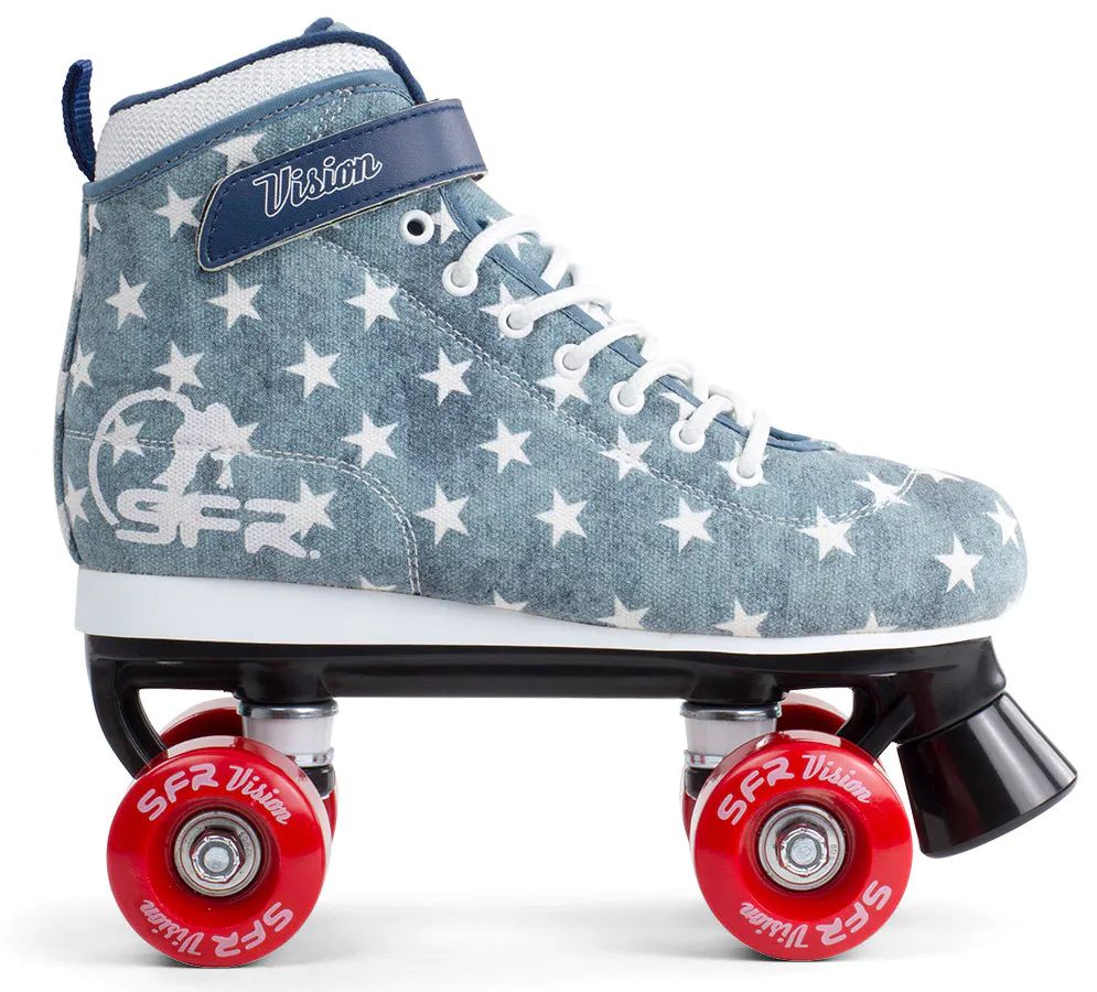 SFR Vision Roller Squod Retro – Patins à Roulettes Femme Denim Canvas Heavenly Stars – Taille UK 3