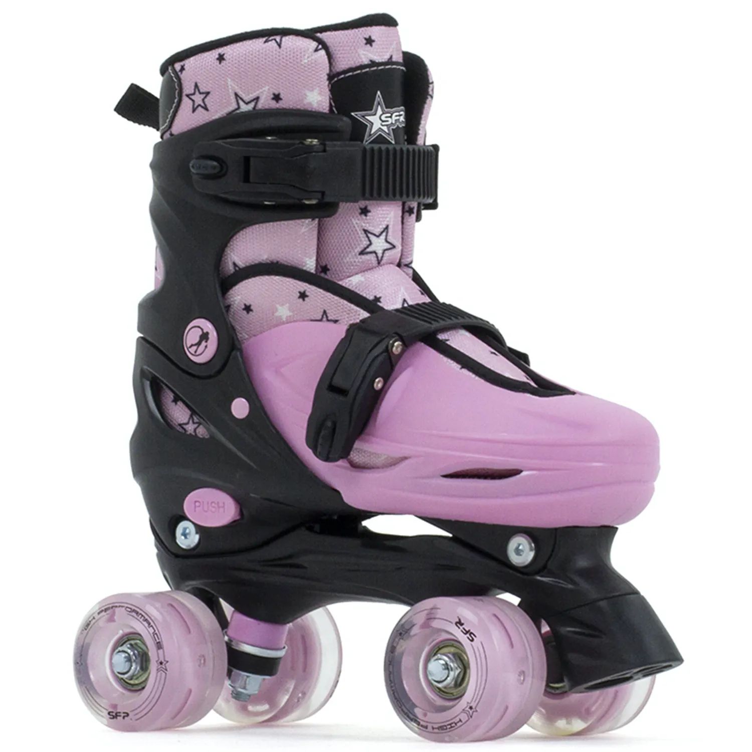 SFR Nebula Lights Adjustable Roller Skates Black/Pink SkateHut