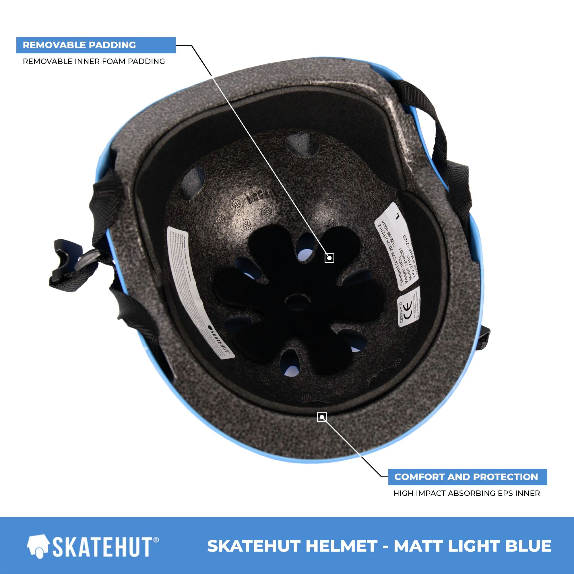 SkateHut Helmet Matt Light Blue SkateHut