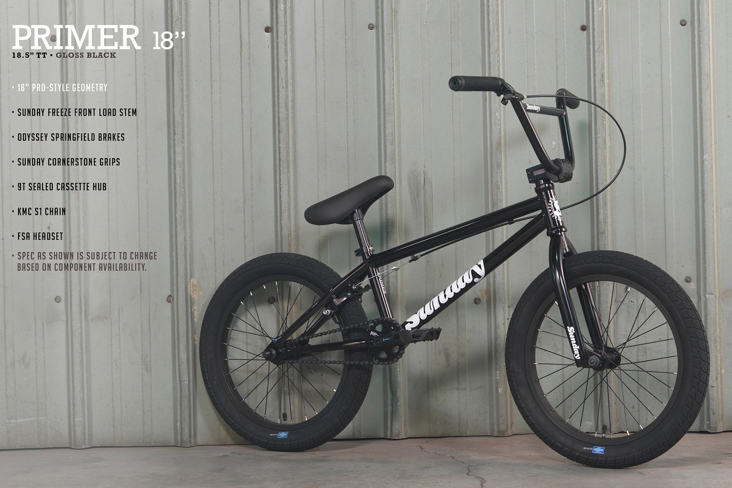 Sunday 2022 Primer 18 Complete BMX Gloss Black SkateHut