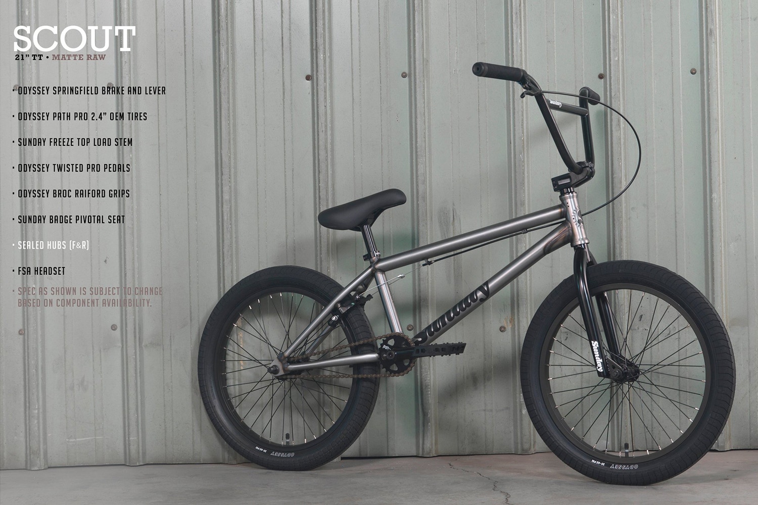 Sunday 2022 Scout 21 Complete BMX Matte Raw SkateHut