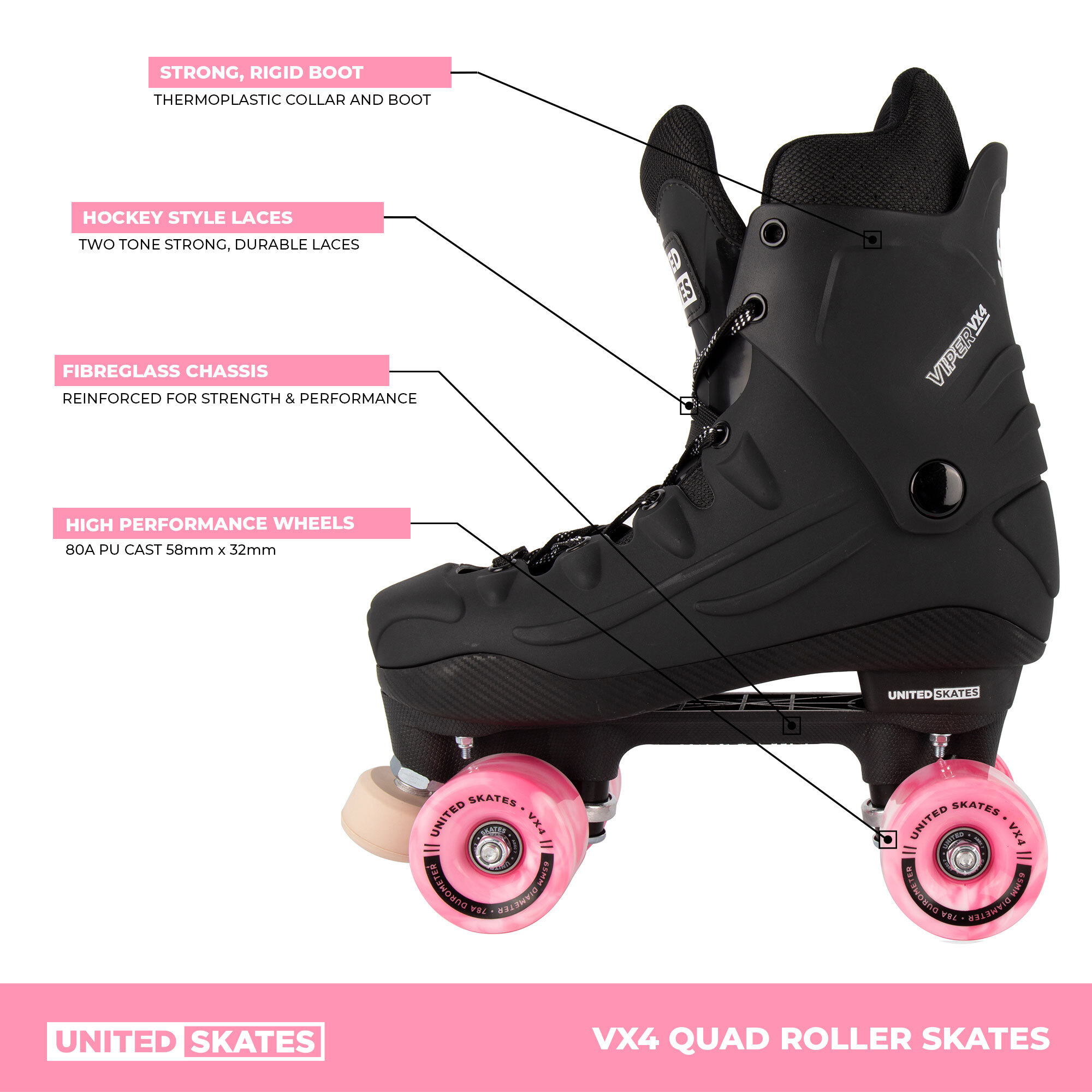 United Skates VX4 Elite Quad Roller Skates eBay