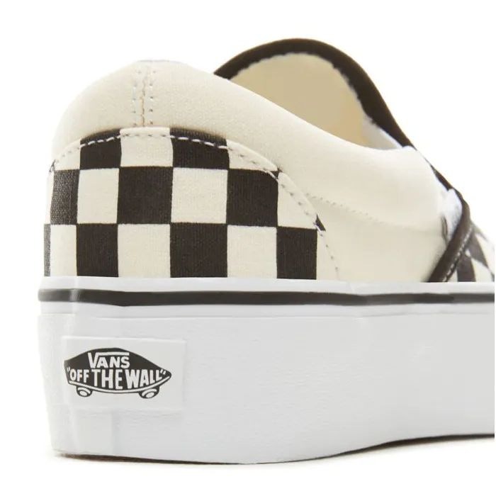 Vans Classic Slip On Platform Skate Shoes Black White Checkerboard SkateHut