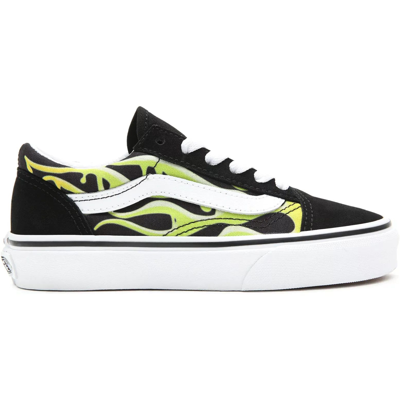 Vans Old Skool Kids Slime Flame Skate Shoes Black True White SkateHut
