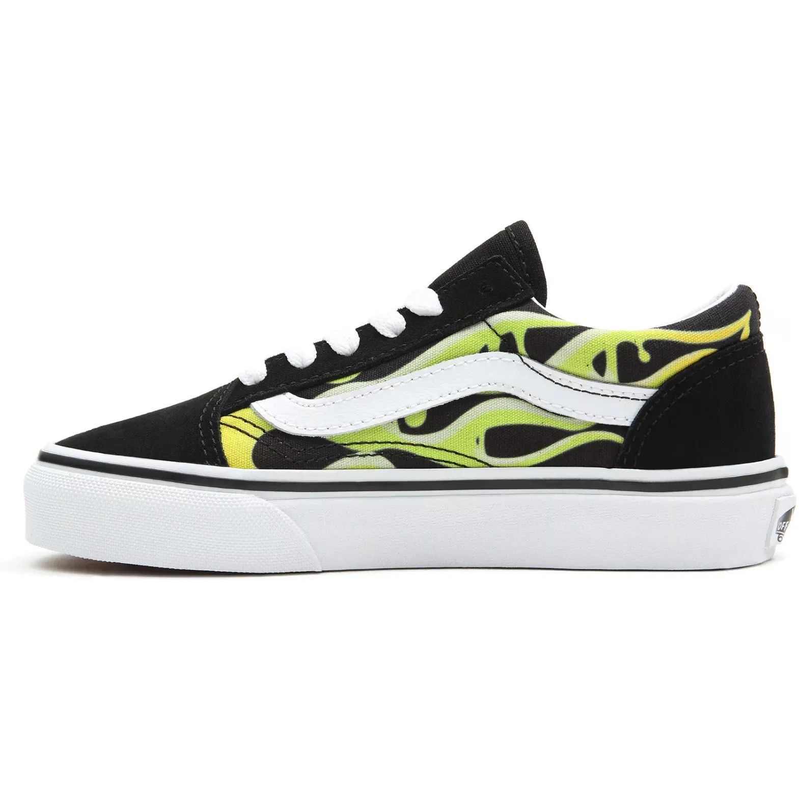 Vans Old Skool Kids Slime Flame Skate Shoes Black True White SkateHut