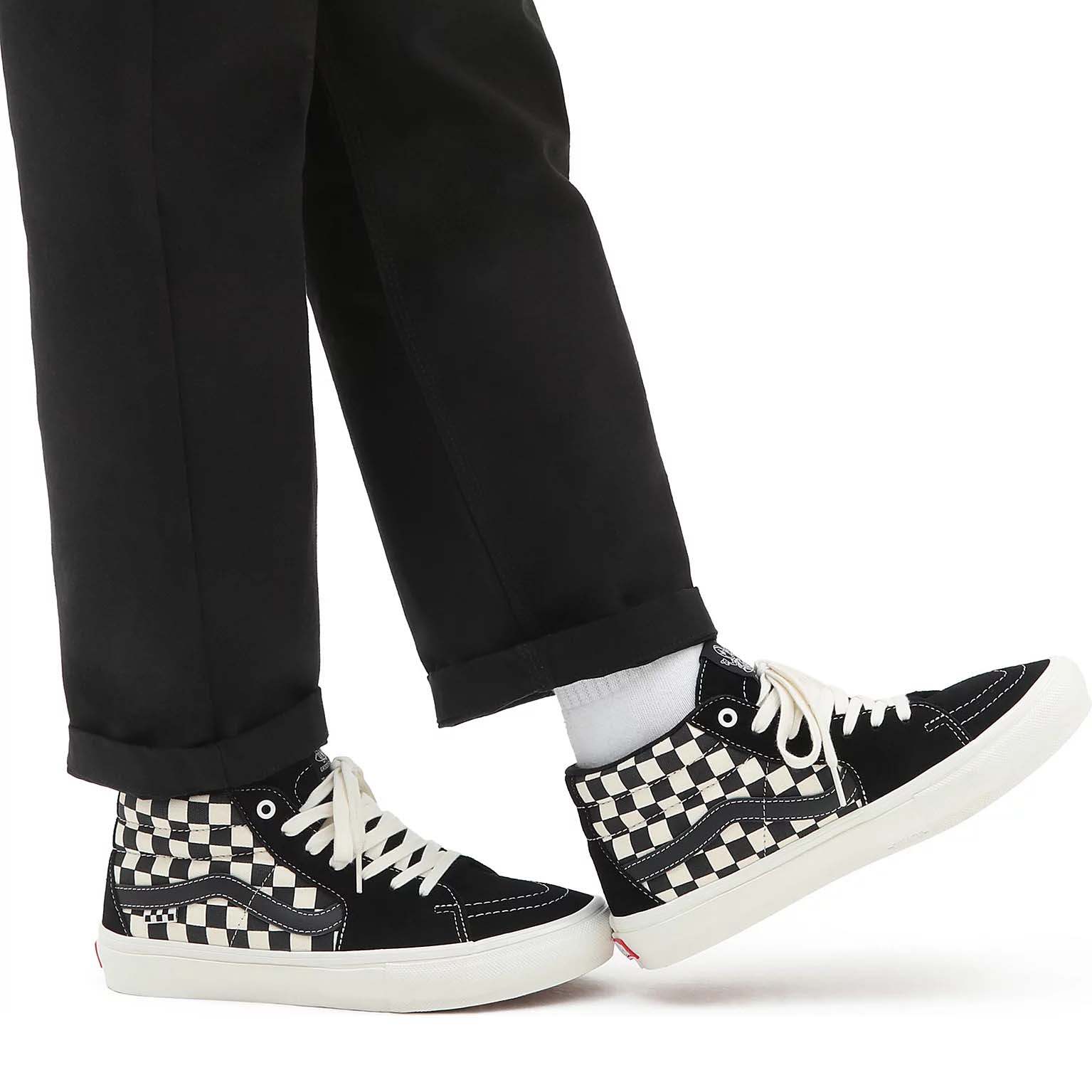 Vans Grosso Mid Skate Shoes Checkerboard Black Marshmallow SkateHut