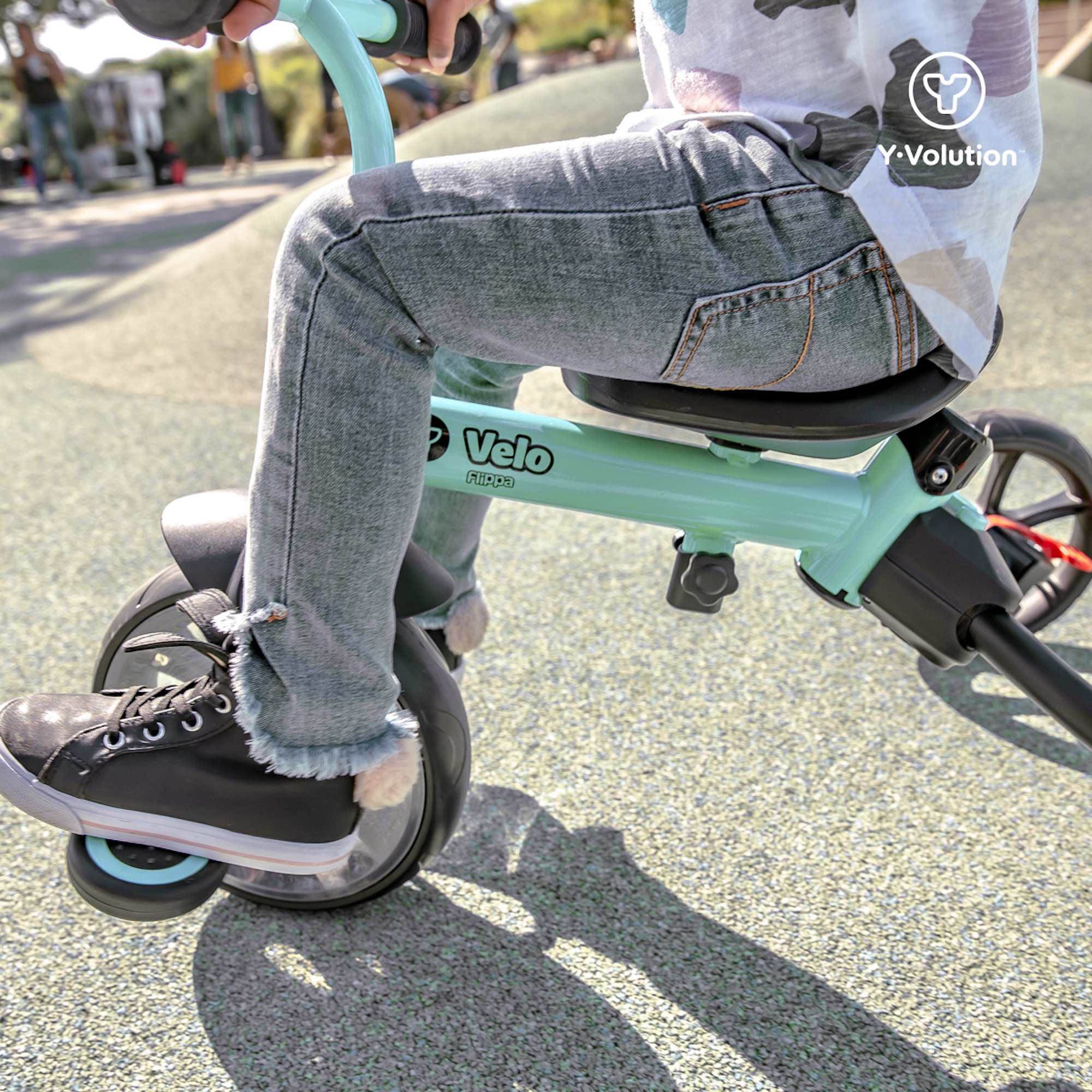 Y Volution YVelo Flippa Balance Bike Green Black SkateHut