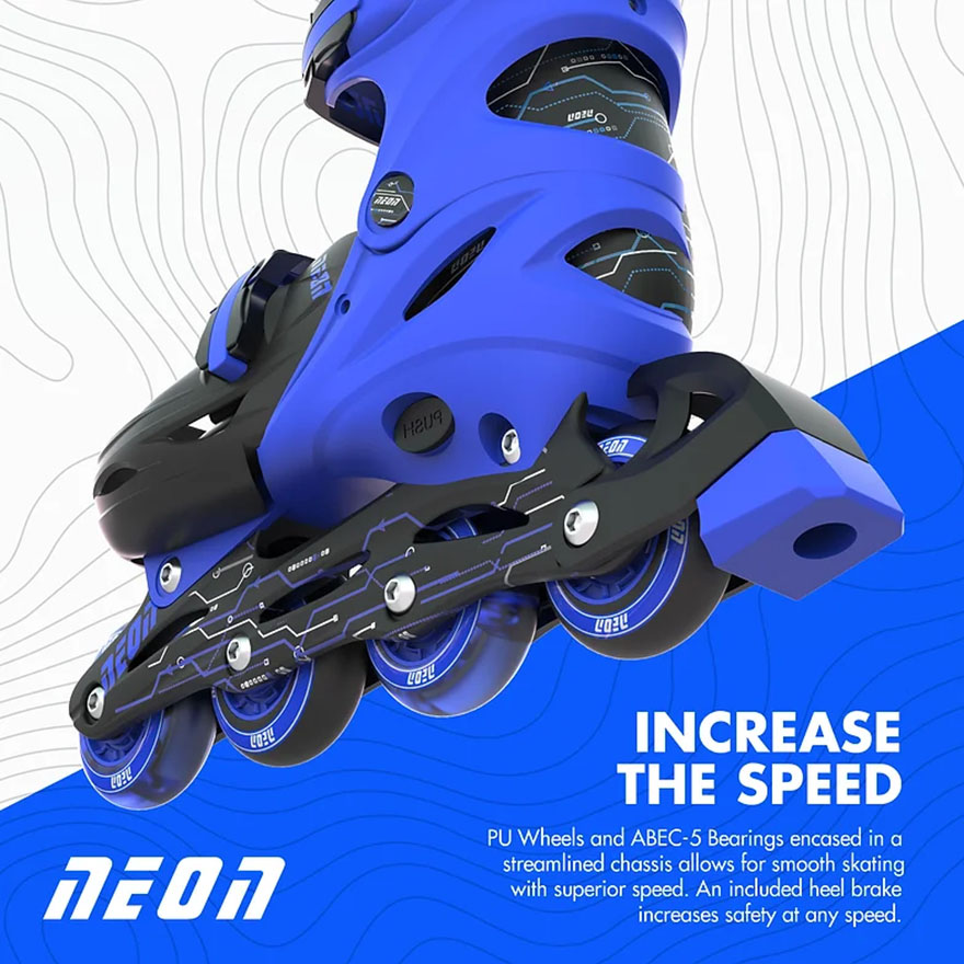 Y Volution Neon Adjustable Inline Skates Blue SkateHut