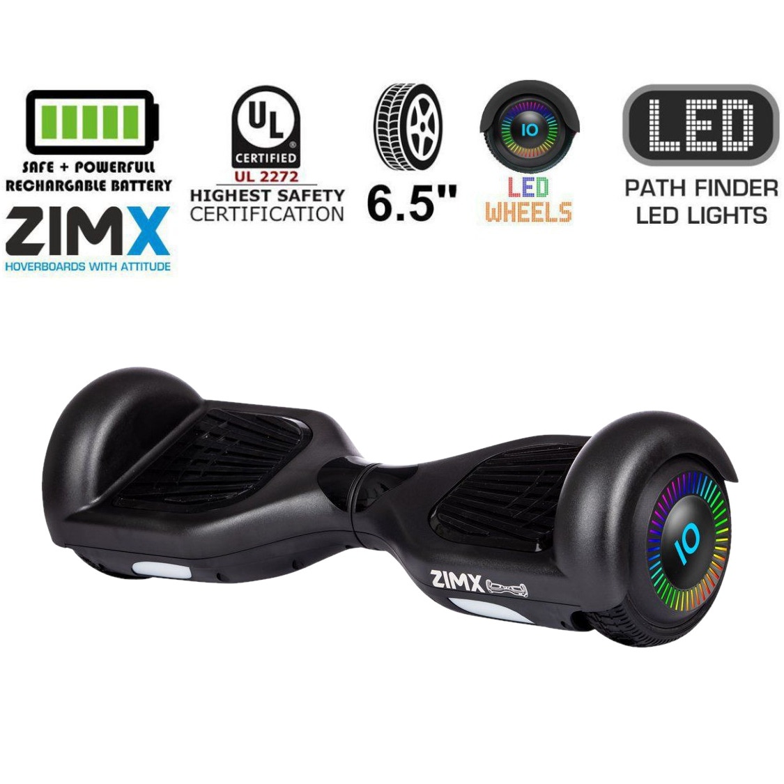 Zimx HB2 LED Wheels Balance Board Black SkateHut
