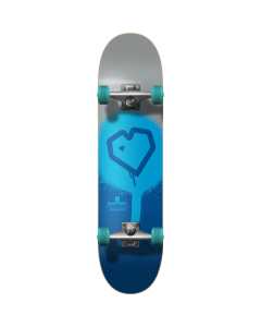 Blueprint Spray Heart Complete Skateboard - Silver/Blue 7.75"