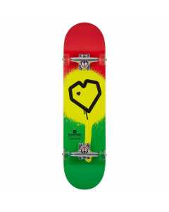 Blueprint Spray Heart Complete Skateboard - Rasta 8''
