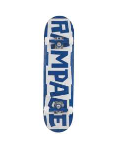 Rampage Block Logo Complete Skateboard - Blue/White 8''