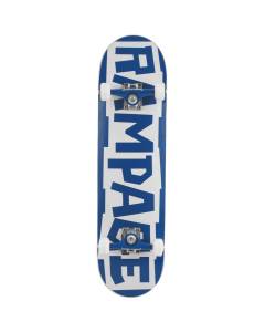 Rampage Block Logo Complete Skateboard - Blue/White 8''