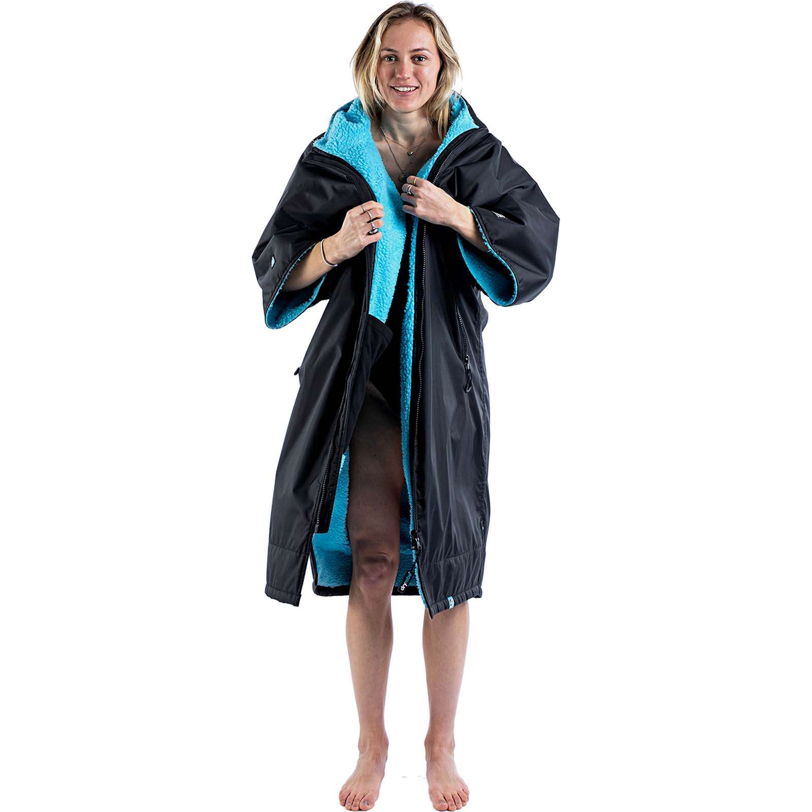 Dryrobe Advance Long Sleeve V3 Changing Robe Black/Blue SkateHut